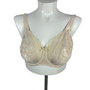 Playtex Women's Floral Embroidered Underwire Bra 4422 42C Beige Nylon/Spandex